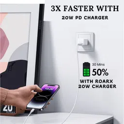 RoarX 20 W Supercharge 3 A Wall Charger for Mobile with Detachable Cable image 2