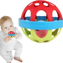 homoze Colorful Soft Biggie Ball Rattle Toy | Safe Non-Toxic Baby Toy | Newborn Gift Rattle image 4