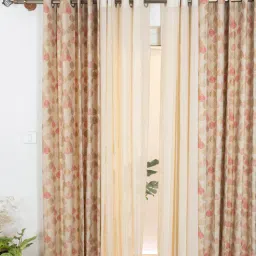 the yellow dwelling Rust Solid Cotton 7.5 Ft Semisheer Eyelet Door Curtains (Set of 4)-picture-30