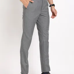 turtle Men Slim Fit Grey Polycotton Trousers image 3