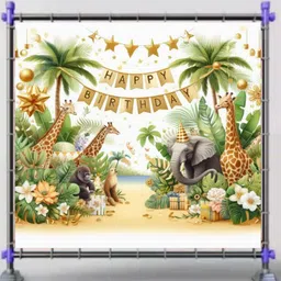 manifer Multicolor Premium Printed Happy Birthday Party Backdrop image 2