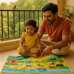 pikaboo Jungle Safari Themed Cloth Play Mat Learn Wild Animals Educational Mat image 2