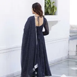 excessive Striped Georgette Stitched Anarkali Gown image 2