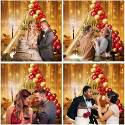 kapoor stores Red, White, Gold Happy Anniversary Decoration With White Net Curtain & Led Light For Husband Wife image 5