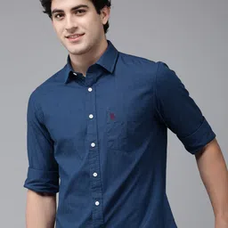 u.s. polo assn. Men Tailored Fit Solid Cut Away Collar Casual Shirt-picture-19
