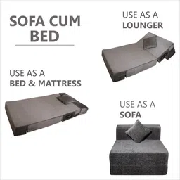 seventh heaven Relax 8 Inch PU Foam (72x30) 1 Seater Sofa Cum Mattress In Light Grey Colour image 2