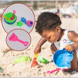 vastate Sand Game Castle Building Plastic Beach Toy Set for Kids Summer Fun_6Pcs image 3