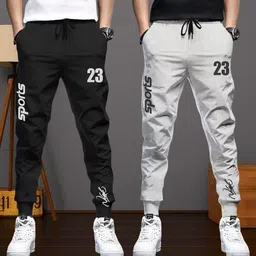 nb nicky boy Pack of 2 Men Printed Black, Grey Track Pants-picture-32