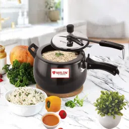 nirlon Black 5 Ltrs Induction Base Hard Anodised Inner Lid Aluminium Pressure Cooker image 1