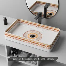 flipkart smartbuy Ultra Premium Ceramic Counter top basin tabal top basin (24x14x5 inch) 4460 f Table Top Basin image 4