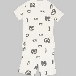Pantaloons Junior Boys Printed Short Sleeves Pure Cotton T-shirt With Shorts-image-27