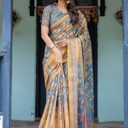 ALMAARI FASHION Ethnic Motifs Pure Cotton Jamdani Saree image 3