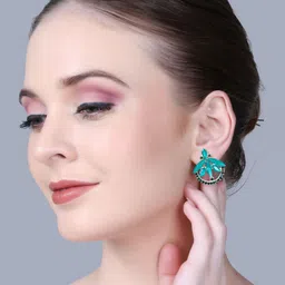 PUJVI Artificial Stones Studded And Beaded Contemporary Studs image 2