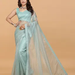 Zeekha Embellished Beads and Stones Net Heavy Work Saree-picture-11