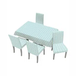 UMAI Blue Set of 7 Geometric Printed 6-Seater Table Cover image 2