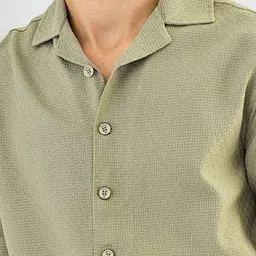 Snitch Textured Boxy Cotton Cuban Collar Casual Shirt image 4