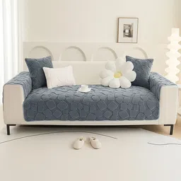 DREAM CARE Grey & Grey 3 Piece Sofa Cover With Arms-picture-34