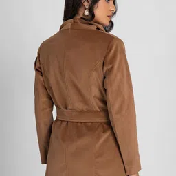 LURE URBAN Women Single-Breasted Notched Lapel Regular Fit Long Sleeves Overcoat with Belt image 5