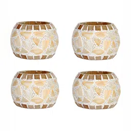 1ST TIME White & Brown 4 Pieces Cylindrical Shaped Candle Holders-picture-15