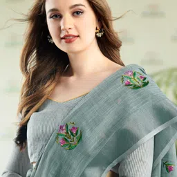 Mitera Floral Embroidered Saree image 3