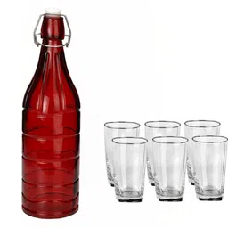 1ST TIME Red & Transparent Glass Solid Water Bottle-picture-35
