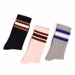 Thela Gaadi Unisex Pack Of 3 Calf Length Stripes Socks image 3