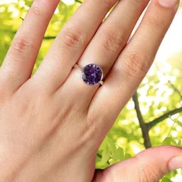 GenZcomplex Silver-Plated Amethyst Katela Jamunia Studded Finger Ring-image-33
