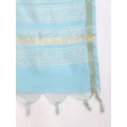LOOM LEGACY Floral Printed Chanderi Dupatta image 3