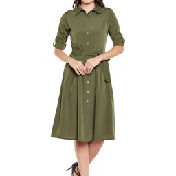 WISSTLER Women Belted Shirt Midi Dress-picture-14