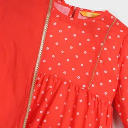 Somersault Girls Bandhani Printed Angrakha Kurta And Sharara With Dupatta image 3