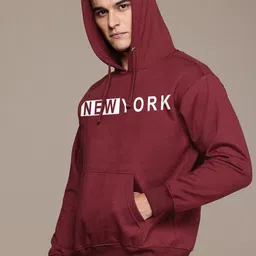 Mast & Harbour Men Typography Printed Hooded Sweatshirt image 4