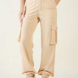 aayu Women Relaxed Loose Fit High-Rise Wrinkle Free Cargo Style Jogger Trousers-picture-31