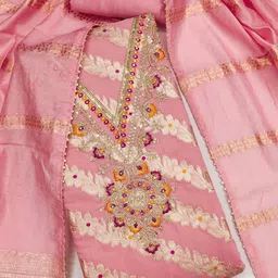 LeeliPeeri Designer Ethnic Motifs Embroidered Zari Unstitched Dress Material image 3