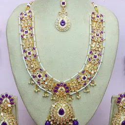 VATSALYA creation Rhodium-Plated Artificial Stone Studded Jewellery Set image 2