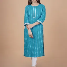 INDIANIC Women Geometric Flared Sleeves Thread Work Lace Frills Bows and Ruffles Kurta-picture-35