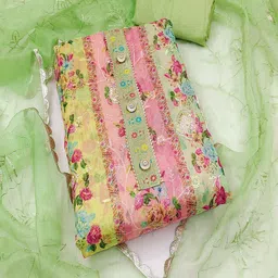 Lilots Organza Unstitched Dress Material-picture-13