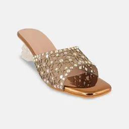 Rubeezz Women Western Embellished Party Block Heels Sandals-picture-35