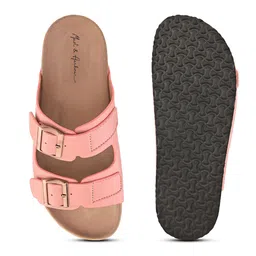 Mast & Harbour Women Textured Open Toe Flats with Buckles image 2