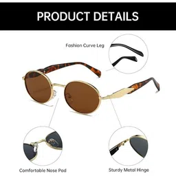 Arzonai Unisex Full Rim Oval Sunglasses MA-11211-LEOPARD-BROWN-M image 3
