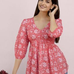 Dream Beauty Fashion top-74-mahi-peach Women Floral Printed Peplum Regular Top-picture-18