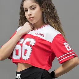 GO DEVIL Women Typography Printed Hooded T-shirt image 5