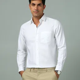 Arrow Men Classic Fit Spread Collar Solid Cotton Formal Shirt-image-50