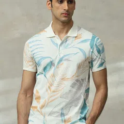 Mufti Men Floral Printed Polo Collar Cotton Slim Fit T-shirt image 1
