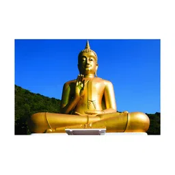 Inephos Gold-Toned And Blue Buddha Religious Printed Canvas Wall Art-image-94