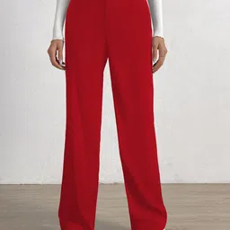 BAESD Women Relaxed Straight Leg High-Rise Trousers-image-82