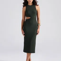 20Dresses Women Ribbed Round Neck Cut Out Bodycon Midi Dress-image-37