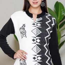 The Zigar Studio Women Regular Patchwork Pure Wool Kurta with Trousers & With Dupatta image 5