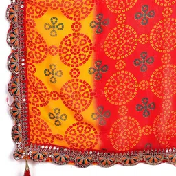 Mitera Bandhani Sequinned Poly Georgette Bandhani Saree image 3