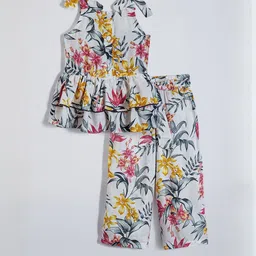Hopscotch Girls Floral Printed Ruffled Blouse & Pants-picture-18