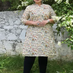 VIFA PLUS Ethnic Motifs Mandarin Collar Cotton Straight Kurta-picture-11